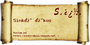 Sinkó Ákos névjegykártya